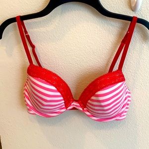 Red & Pink Stripes Bra